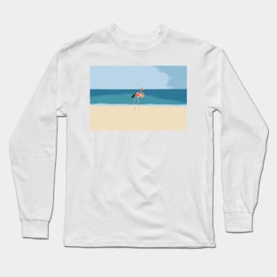 Flamingo on the beach Long Sleeve T-Shirt